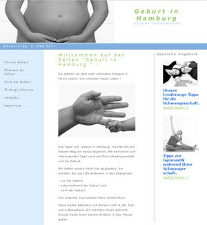 Historisch: Geburt in Hamburg Internetseite aus dem Jahr 2006 Historisch: Geburt in Hamburg Internetseite aus dem Jahr 2006